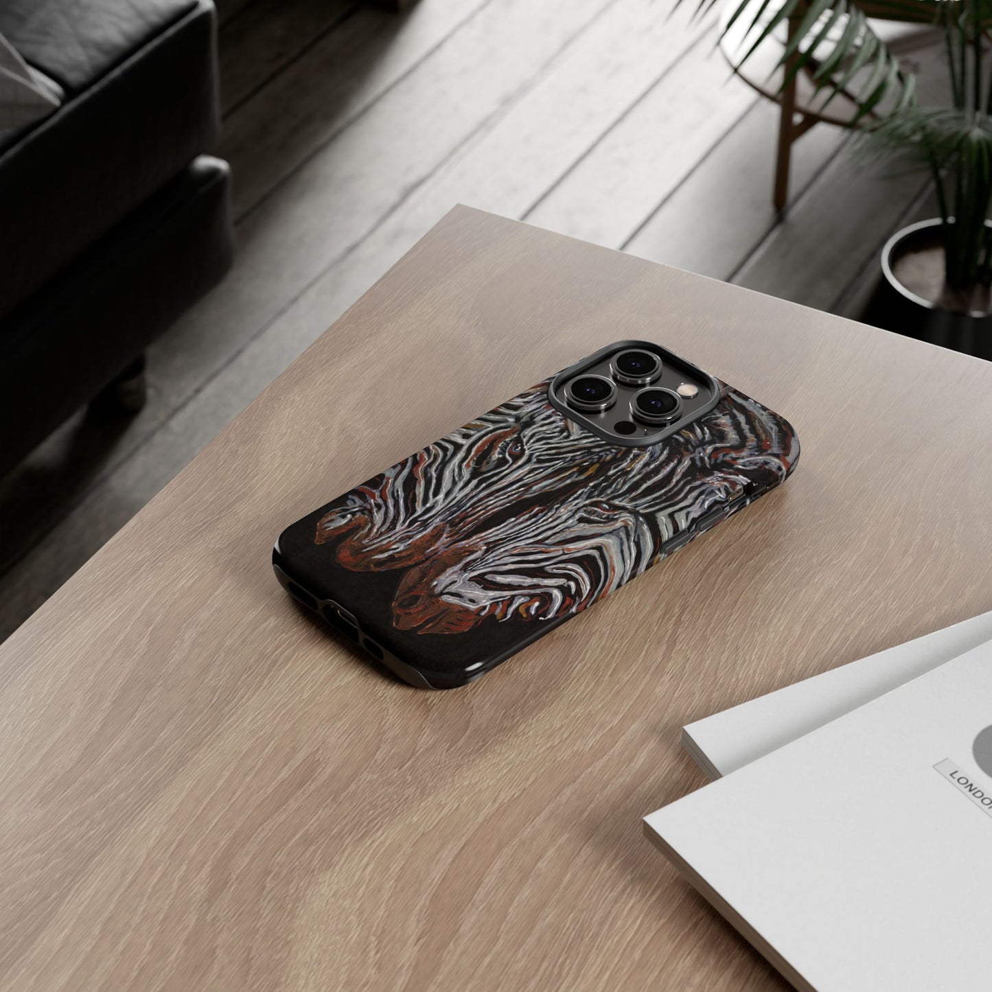 Artistic Zebra Phone Case Twin Zebra Image- Tough Protection for Wildlife Lovers