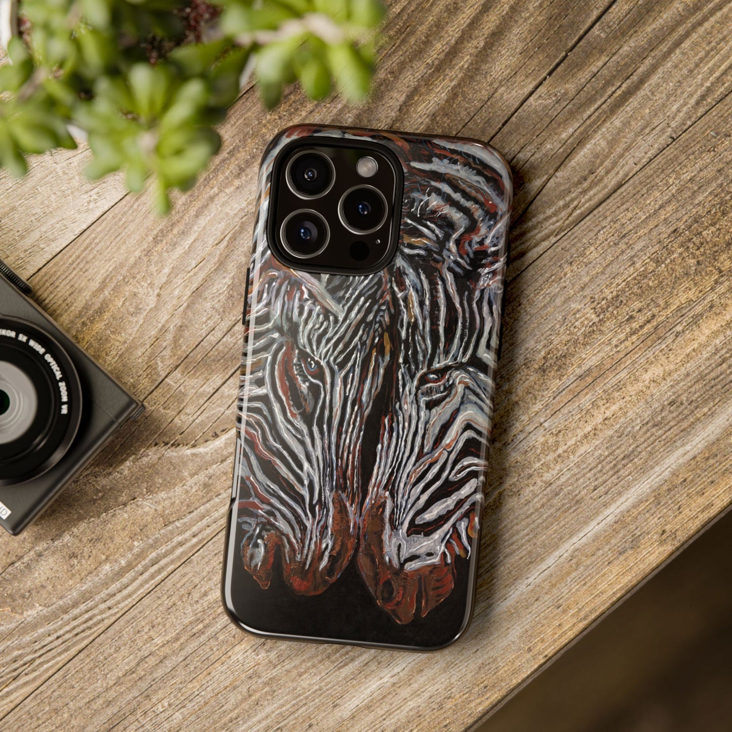 Artistic Zebra Phone Case Twin Zebra Image- Tough Protection for Wildlife Lovers