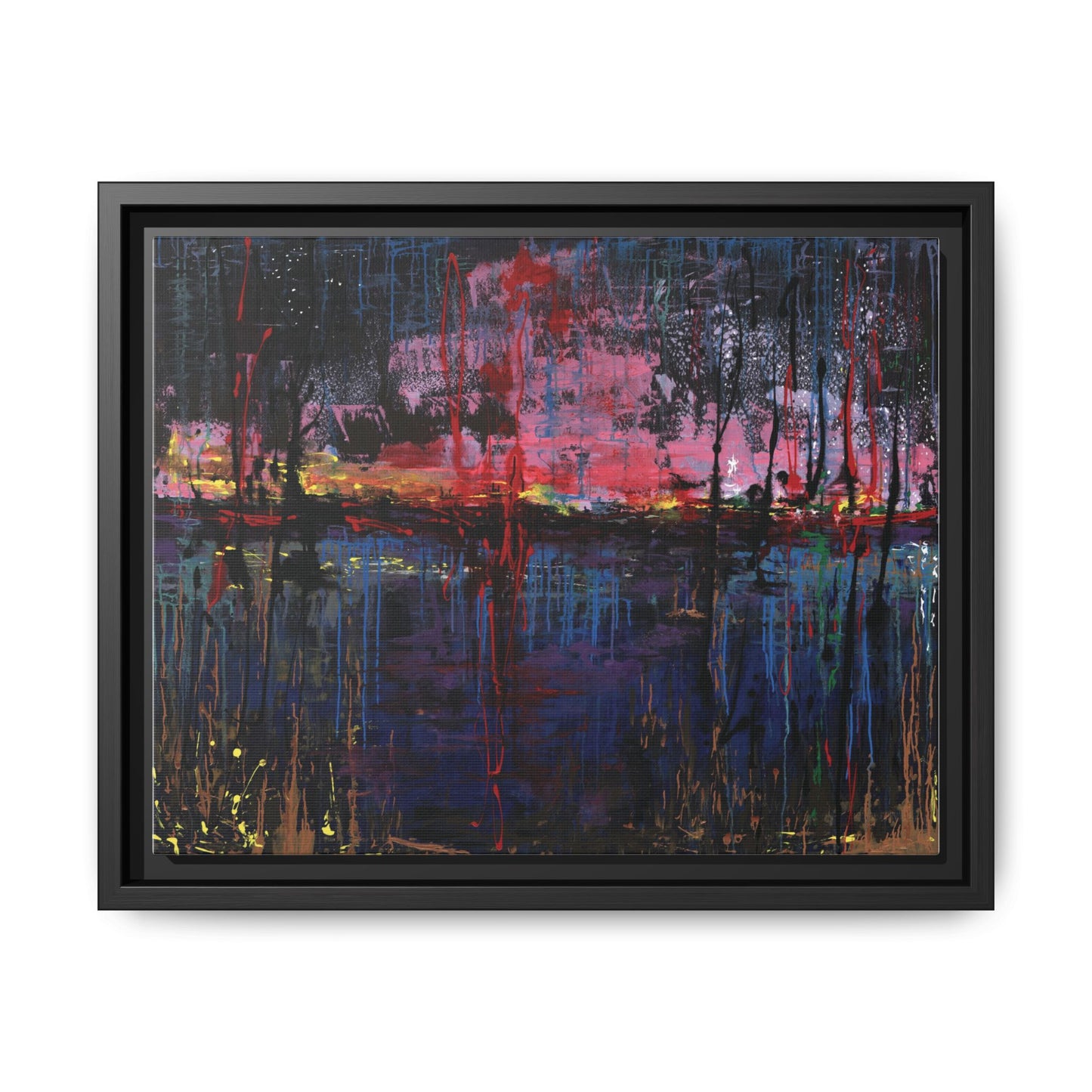 Abstract Sunset Landscape Matte Canvas Framed Art