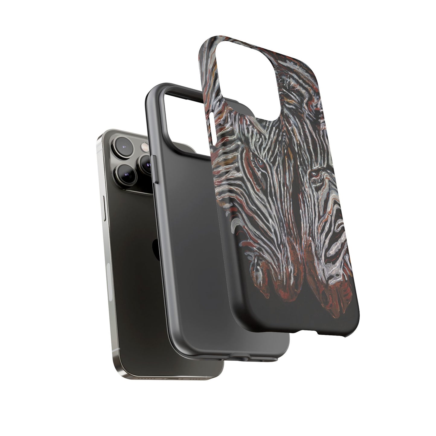 Artistic Zebra Phone Case Twin Zebra Image- Tough Protection for Wildlife Lovers