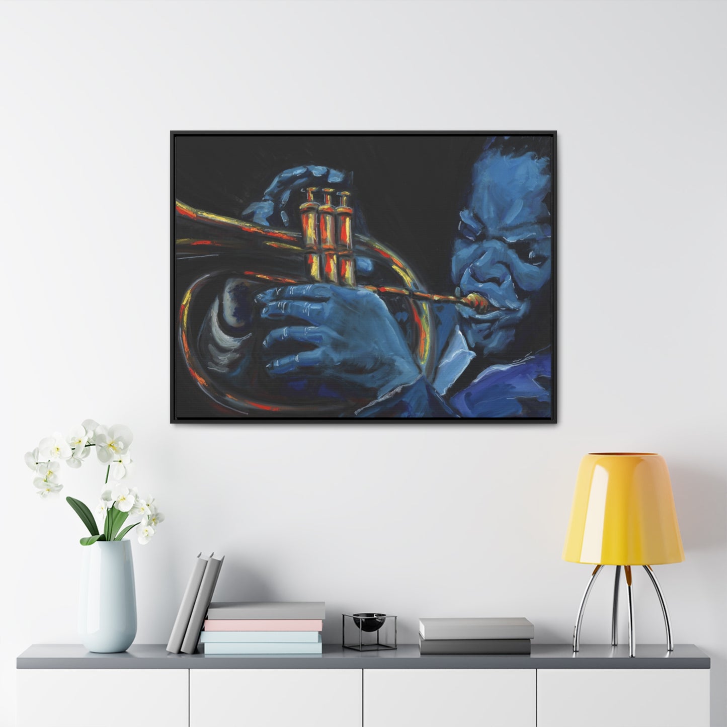 The Trumpet Player - Framed Canvas Print