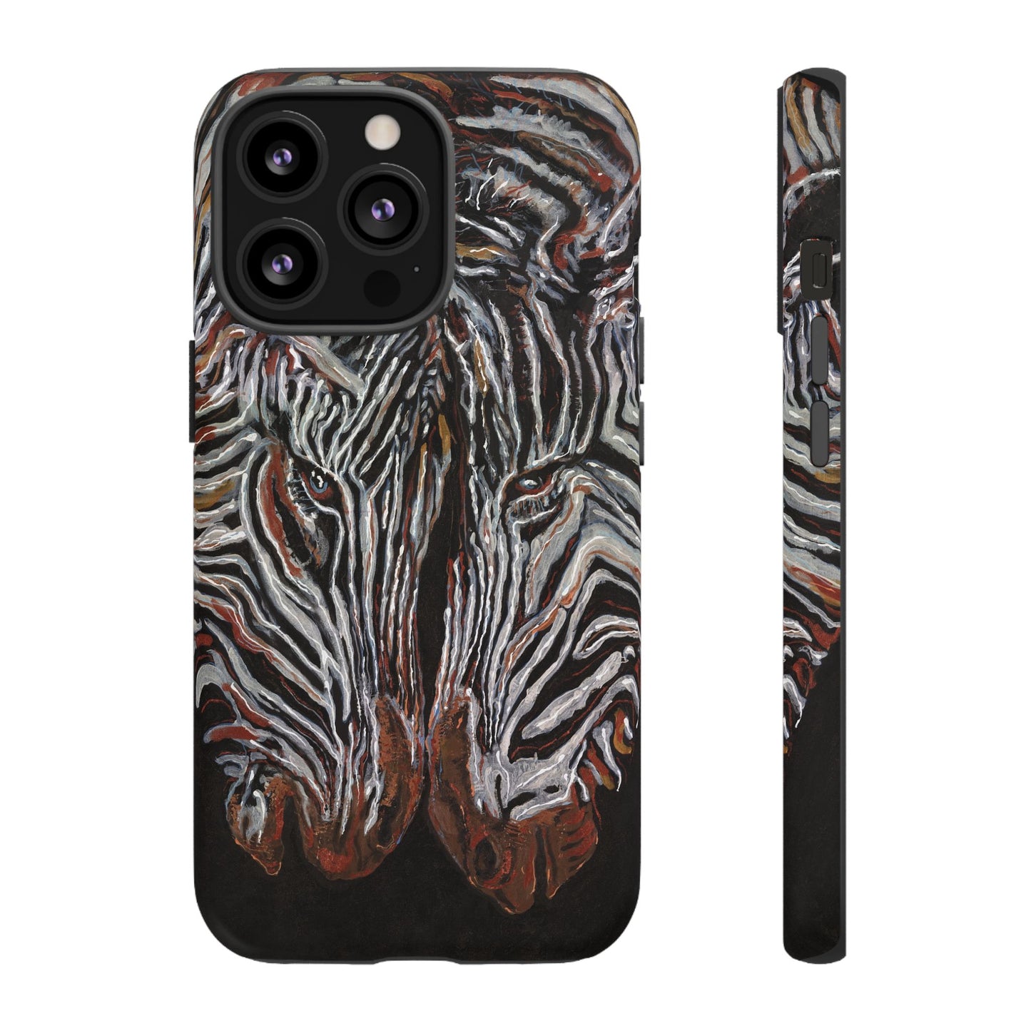 Artistic Zebra Phone Case Twin Zebra Image- Tough Protection for Wildlife Lovers