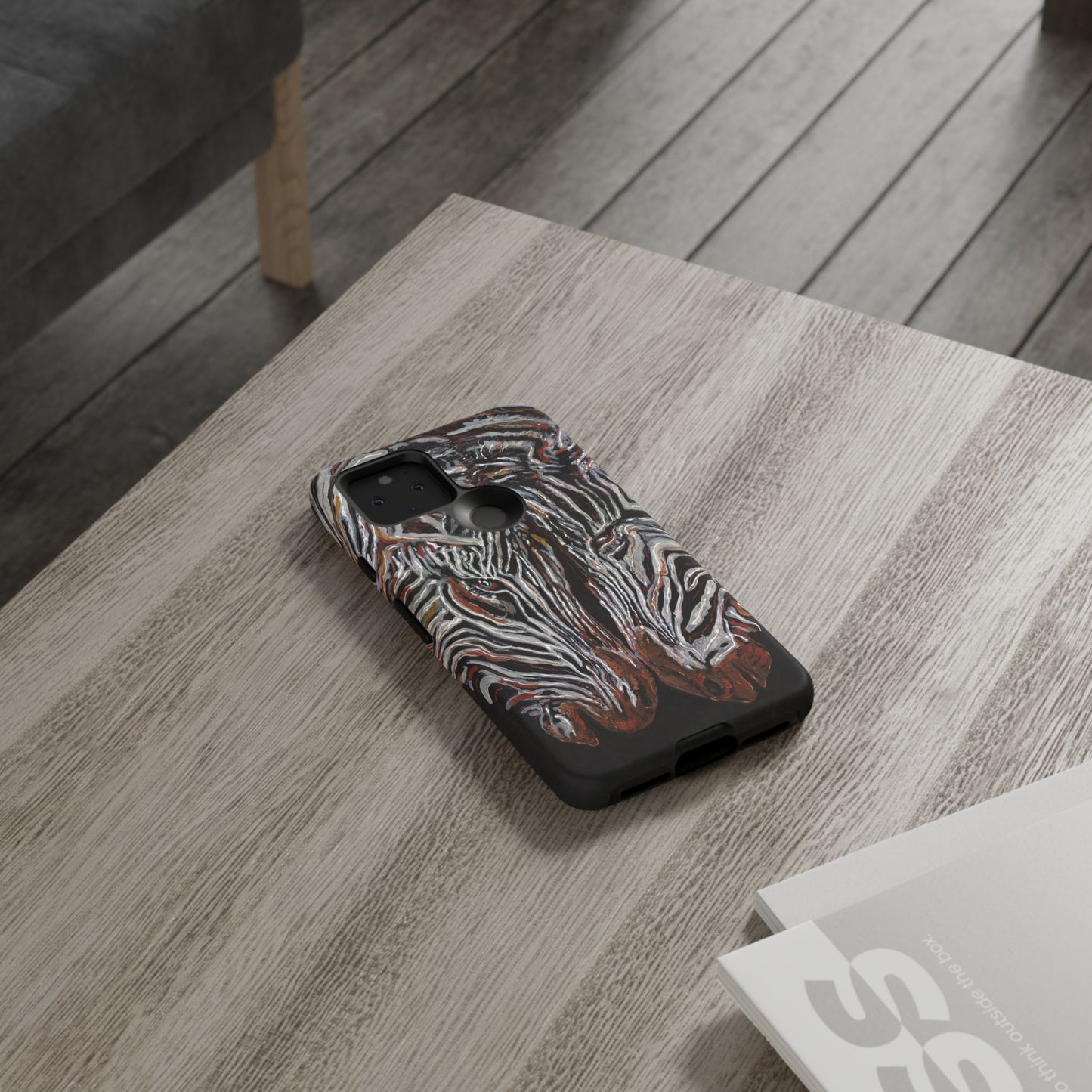 Artistic Zebra Phone Case Twin Zebra Image- Tough Protection for Wildlife Lovers