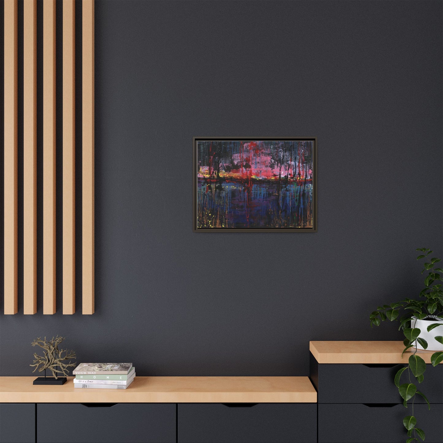 Abstract Sunset Landscape Matte Canvas Framed Art